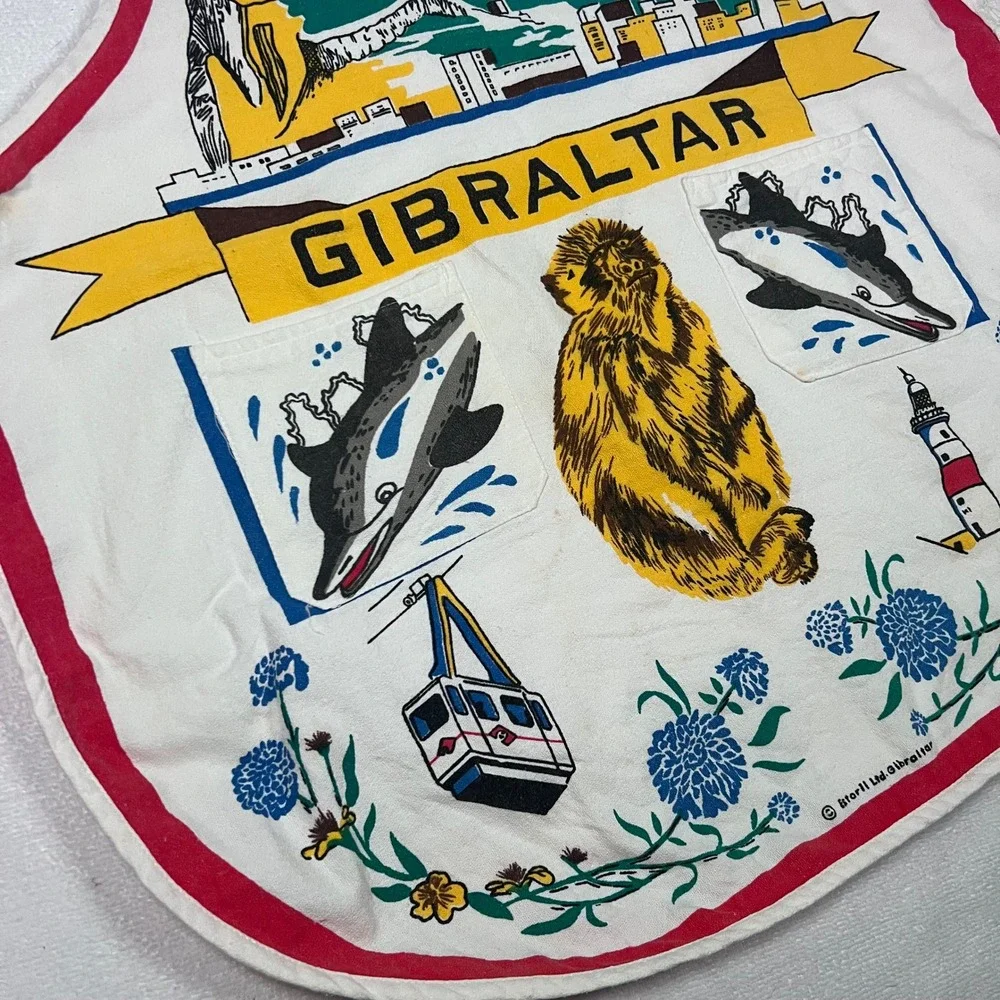 Gibraltar Souvenir Apron Novelty Graphic Print Kitchen‎ Cooking White